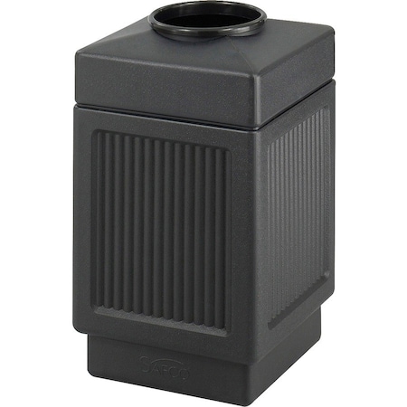 Safco 38 gal Square Outdoor Can, Black, Polyethylene, 18.3 in SAF9475BL